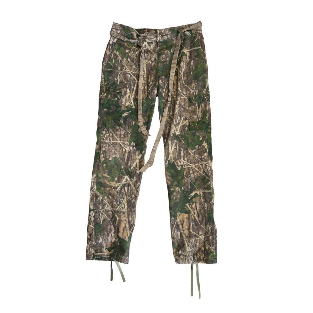 Vintage 90s Mossy Oak Camo Cargo Pants XL (30x30) USA Break-Up Tree Print Belted